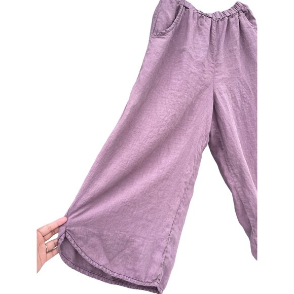 Cynthia Ashby women’s Large L Linen Lavander Pants Lagenlook Art to Wear - Picture 4 of 16